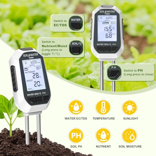 Moisture Meter for Plants, 7-in-1 Digital Soil Tester Kit with Backlit LCD