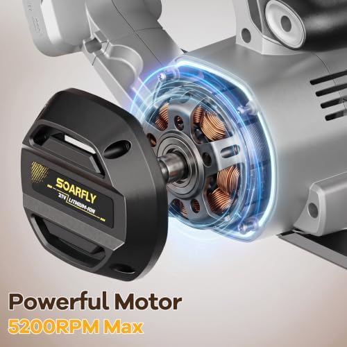 SOARFLY 21V 6-1/2" Cordless Circular Saw, Total 8000mAh, Laser Guide