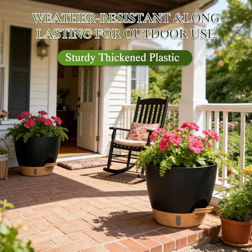 Self Watering Pots with Drainage Holes, 3 Pack 12/10/8 Inch Plant Pots with
