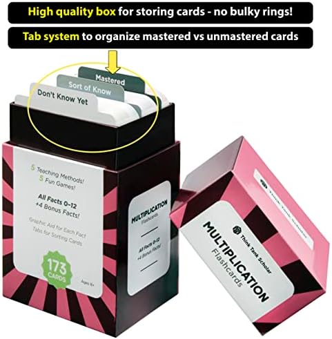 Award-Winning Multiplication Flash Cards – 173 Jumbo Cards (3.1” x 5.2”)
