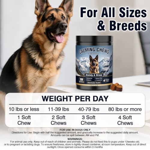 Calming Chews for Dogs 200ct, Dog Calming Chews - Anxiety and Stress Relief