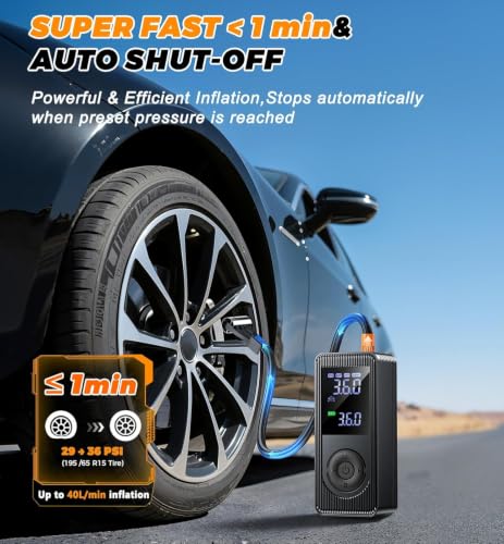 Tire Inflator Portable Air Compressor - 150 PSI 4X Fast Inflation
