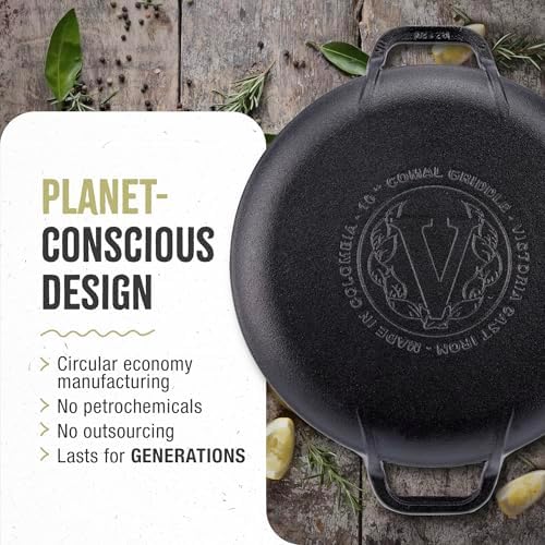 Victoria 10-Inch Cast Iron Comal Pizza Pan with 2 Side Handles