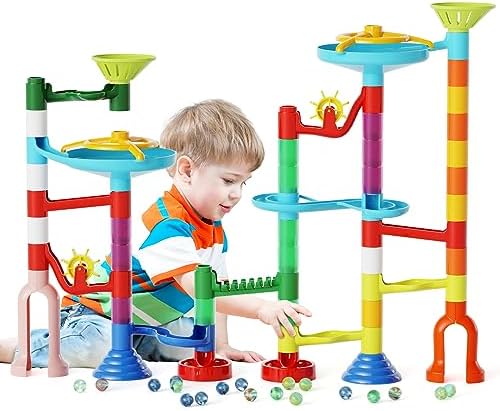 MaxTronic Marble Run Toy, 110pcs Marble Maze Kit STEM Educational Learning Toy for Kids