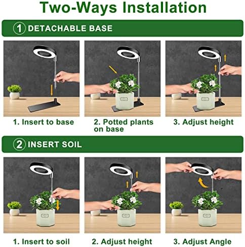 Grow Lights for Indoor Plants, Full Spectrum Plant Light with Base