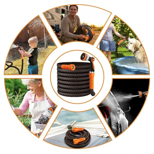 50FT Flexible Garden Hose & 10Modes Nozzle,Lightweight Water