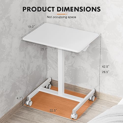 Sweetcrispy Mobile Rolling Desk, Small Standing Desk with Wheels