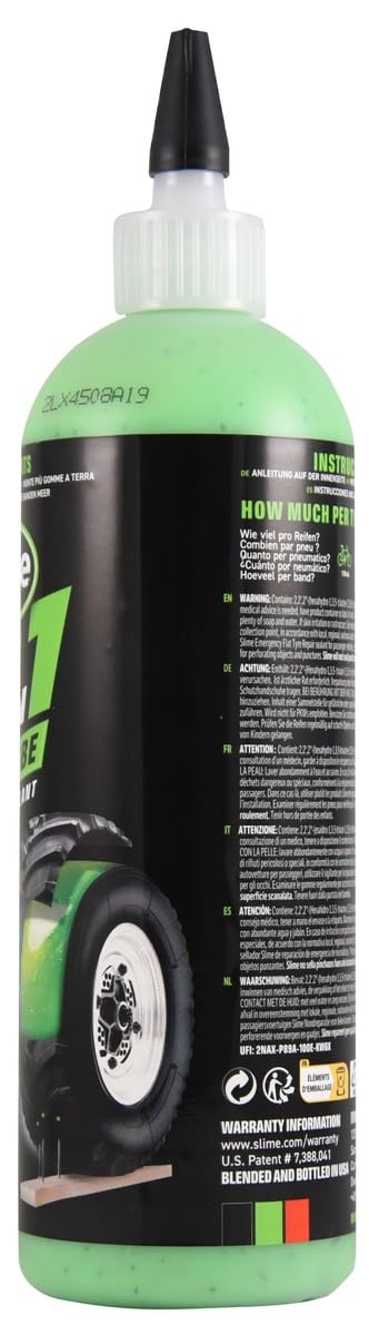 Slime 10193 Tire and Tube Sealant Puncture Repair Sealant, 2-in-1, Premium