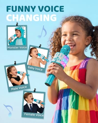 Kids Karaoke Microphone Machine Toys for Girls Bluetooth Microphone with LED Light