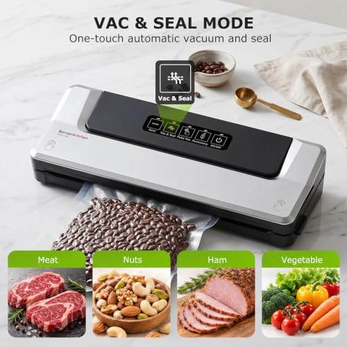 Bonsenkitchen Vacuum Sealer Machine, Multiple Modes For Meal Prep,Silver