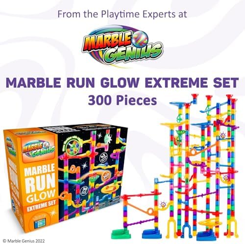 Marble Genius 300 pcs Glow Marble Race Track & STEM Toy for Kids Ages 4+