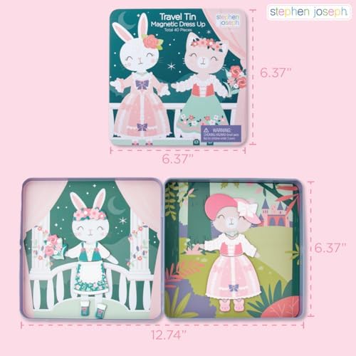 Stephen Joseph Travel TIN Magnetic Dress UP Bunny and CAT