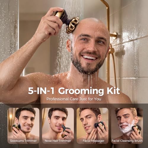 SHPAVVER Head Shavers for Bald Men: 5-in-1 IPX7 Waterproof Grooming Kit
