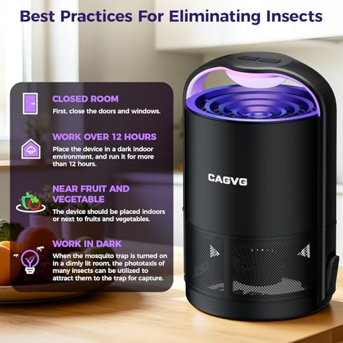 Fly Trap Indoor, Fruit Fly Traps for Indoors Suction & Adjust Light, Black
