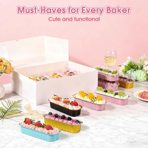 100 Pack Mini Cake Pans with Lids and Spoons