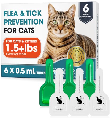 Topical Flea and Tick for Cats & Kittens Over 1.5 lbs, Waterproof, Monthly