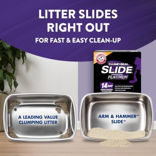 ARM & HAMMER Slide Platinum Easy Clean-Up Clumping Cat Litter, 34 lbs