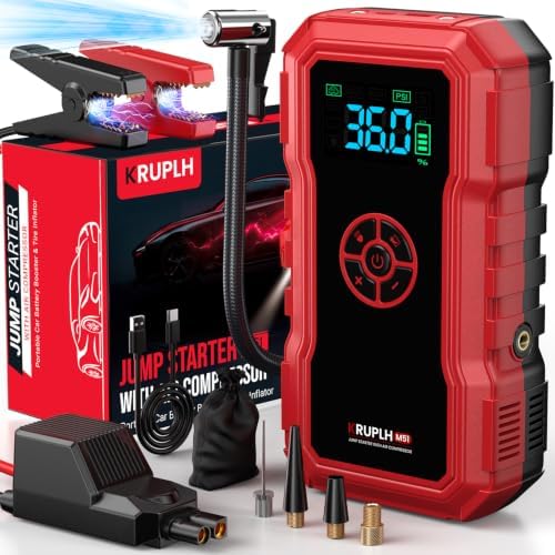 Portable Car Battery Jump Starter with Air Compressor - 9000A 150PSI
