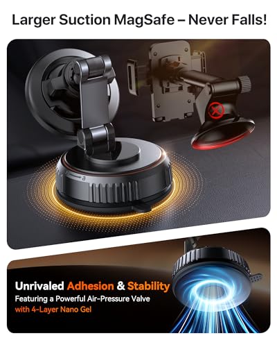 Miracase for MagSafe Car Mount 3600gf Strong Magnet & 89+LBS Suction Base