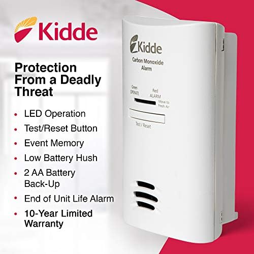 Kidde Carbon Monoxide Detector, Plug-in Carbon Monoxide Detector with AA Battery Backup