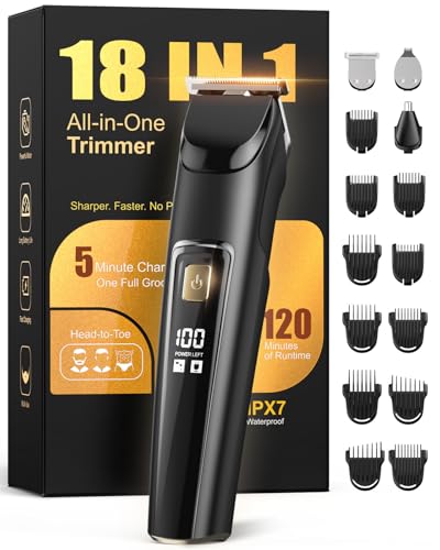 Beard Trimmer for Men, Cordless 18-in-1 Electric Razor & Hair Clipper,Gifts