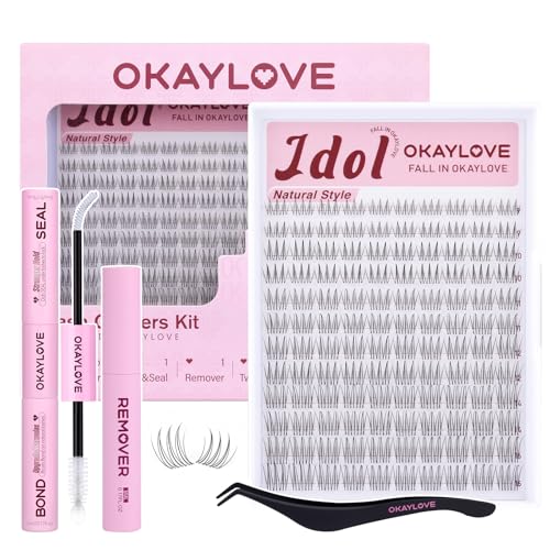 OKAYLOVE Idol Natural Lash Clusters Kit Clear Band Eyelash Clusters Kit CC