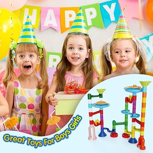 MaxTronic Marble Run Toy, 110pcs Marble Maze Kit STEM Educational Learning Toy for Kids