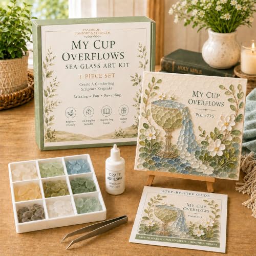 Psalms of Comfort & Strength Sea Glass Art Kit, Christian DIY Craft Kit with