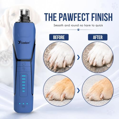 Candure Whisper Quiet Dog Nail Grinder with 360 Degree LED Light