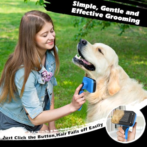 Professional 3PCS Self Cleaning Slicker Brush & Pet Grooming Rake & Flea Comb