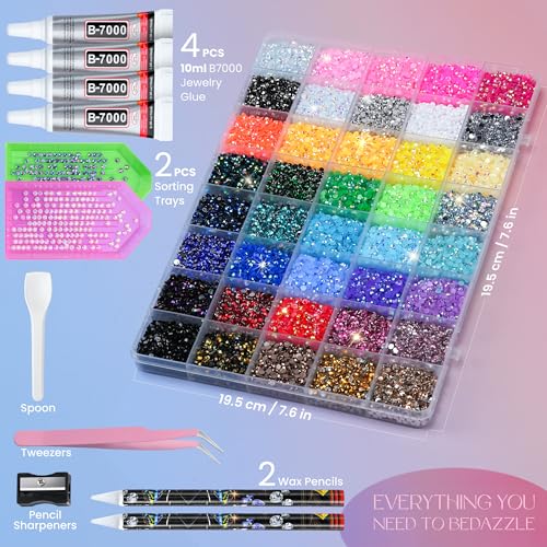 50000Pcs Bedazzling Kit with Rhinestones 3mm, 40 Colors Bedazzler Kit Resin