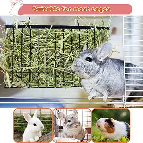 2PCS Rabbit Hay Feeder,Bunny Hay Feeder Rack with Metal Frame for Guinea Pig Chinchilla