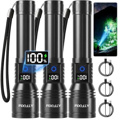 Rechargeable Flashlights High Lumens, Super Bright Flash Light 3Pack
