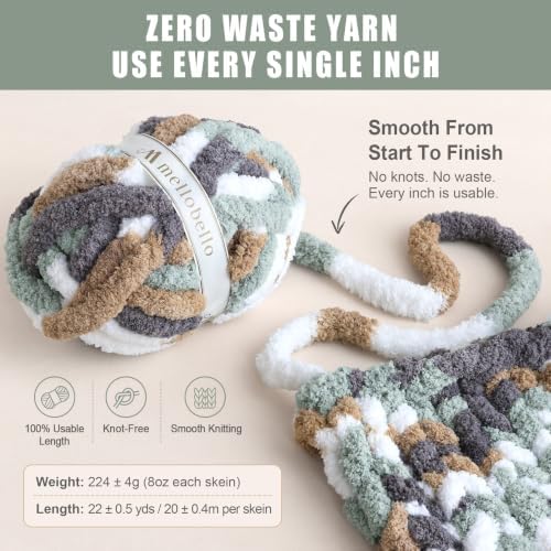 Jumbo Chunky Yarn for Hand Knitting - Chunky Chenille Yarn for Crocheting Blankets