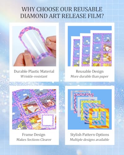 ForeverYoung Reusable Diamond Art Release Film 30 PCS Gradient Rainbow