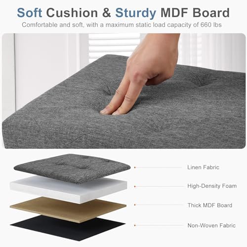 DUMOS 43 Inch Foldable Storage Ottoman Bench, Large Ottoman with Storage