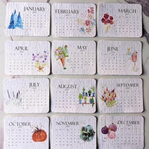 Eco-Friendly Plantable Paper Calendar 2027, Biodegradable Monthly Paper Planner
