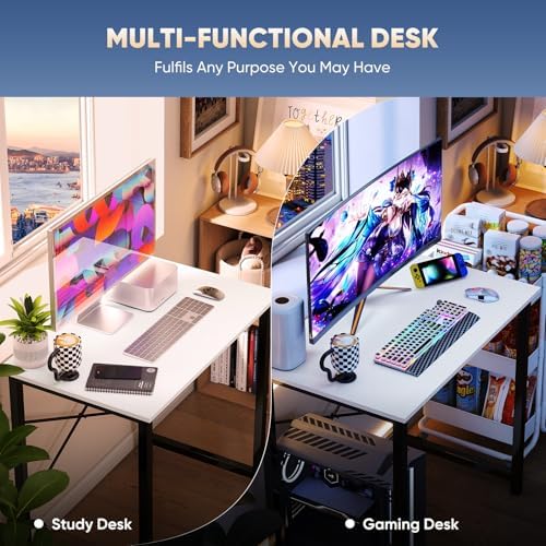 DUMOS 32 Inch Small Computer Desk, Home Office Desks for Bedroom, White