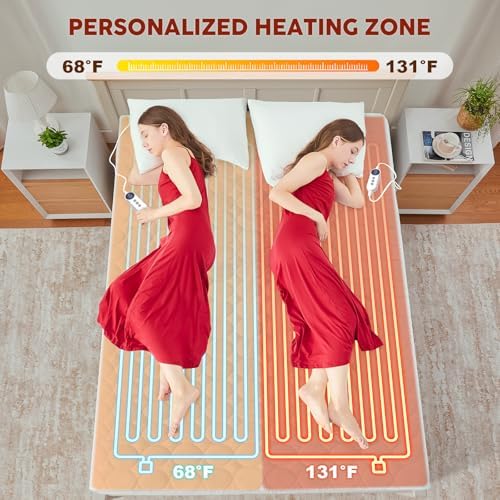 MASVIS Heated Mattress Pad Queen Size with Dual Control