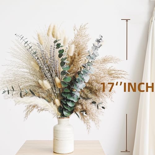 Green Pampas Grass Boho Bouquet – Exquisite Lavender and Eucalyptus Dried Flower