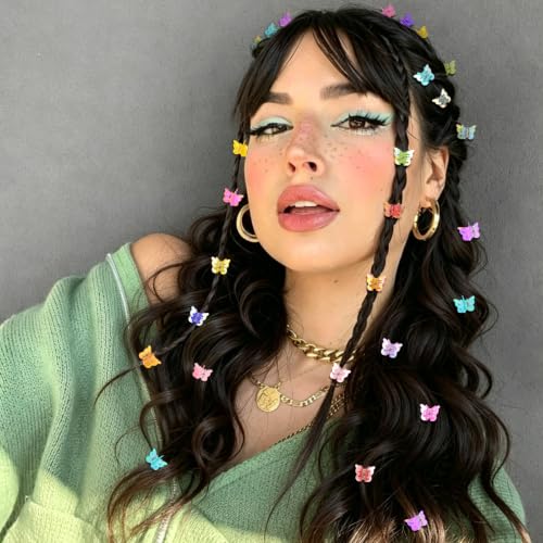 Mini Butterfly Hair Clips, Y2K 90s 50pcs Hair Accessories (Rainbow Plating)