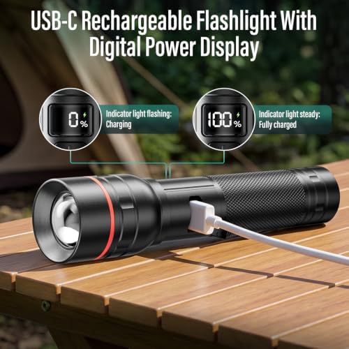 RECHOO Rechargeable Flashlights 2 Pack, Super Bight Flashlight High Lumens