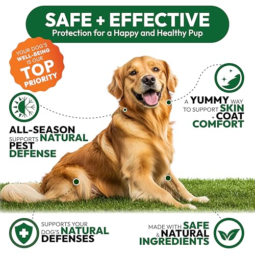 Flea and Tick Prevention for Dogs Pills - 170 Soft Chewables - Natural Dog
