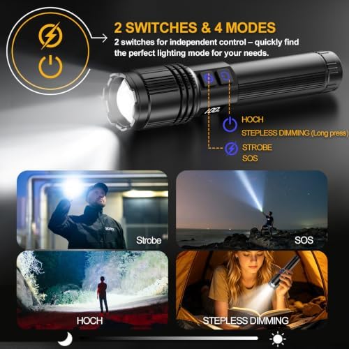 Rechargeable Flashlight 100000 High Lumens, Super Bright Flash Light