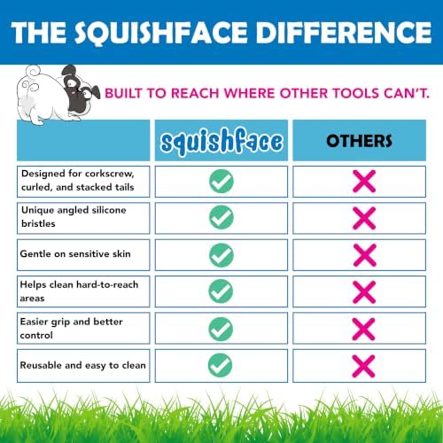 Squishface Nub Brush – Corkscrew Tail Dog Brush for Bulldogs Silicone Grooming Brush for