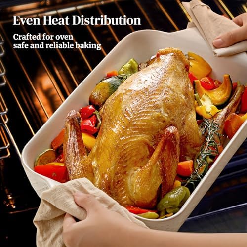 DOWAN 9x13 Deep Lasagna Baking Dish, Ceramic Casserole Dish for Oven