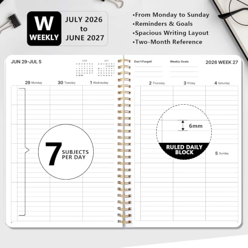 Student Planner 2026-2027, 5.8" x 8.5" Academic Planner, July 2026 - June