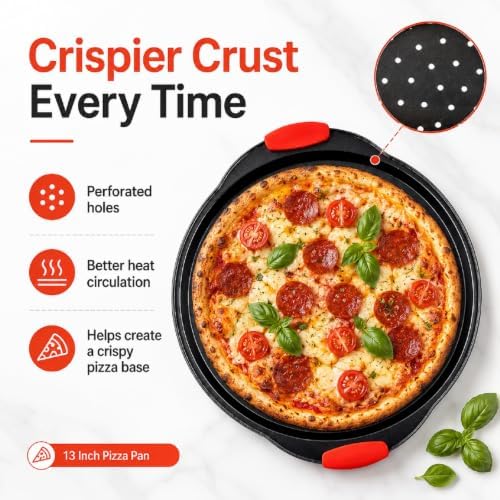 13 Inch Pizza Pan for Oven (2 Pack) Round Pizza Pan with Holes