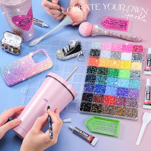 50000Pcs Bedazzling Kit with Rhinestones 3mm, 40 Colors Bedazzler Kit Resin