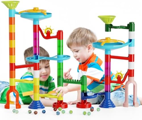 Marble Run Kit, 110pcs Marble Maze Game Construction Building Toys for Kids